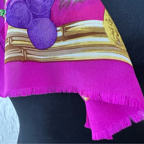 Oscar de la Renta Fruit Silk Oblong Scarf - Picture 10 of 10